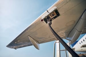 Airplane being refueled